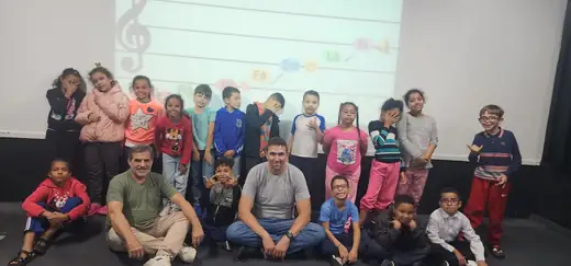 Aula do projeto de música na EMEB Aparecida Elias Draibe, em Junho de 2026