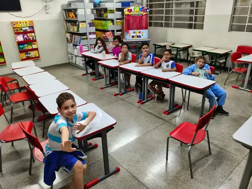 Aula do projeto de música na EMEB Januário Benvenuto, em Junho de 2026