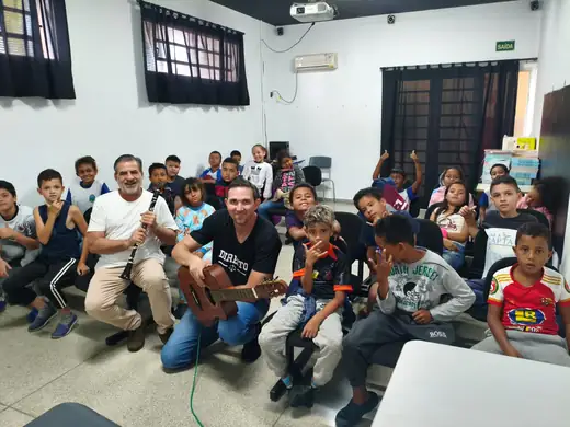 Aula do projeto de música na EMEB Januário Benvenuto, em Junho de 2026