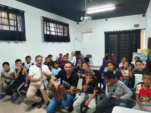 Aula do projeto de música na EMEB Januário Benvenuto, em Junho de 2026