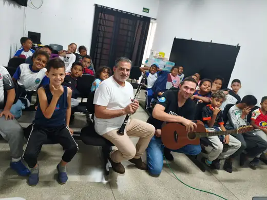 Aula do projeto de música na EMEB Januário Benvenuto, em Junho de 2026