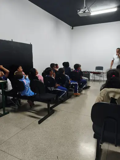 Aula do projeto de música na EMEB Januário Benvenuto, em Junho de 2026