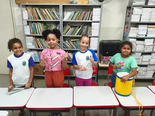 Aula do projeto de música na EMEB Januário Benvenuto, em Agosto de 2026