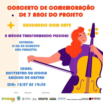 Chamada para as aulas gratuitas de viola, violino e violoncelo, 2024