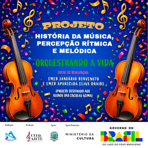 Arte do projeto com os locais de realização nas duas escolas