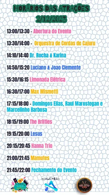Programa do evento do I Festival da Diversidade Cultural