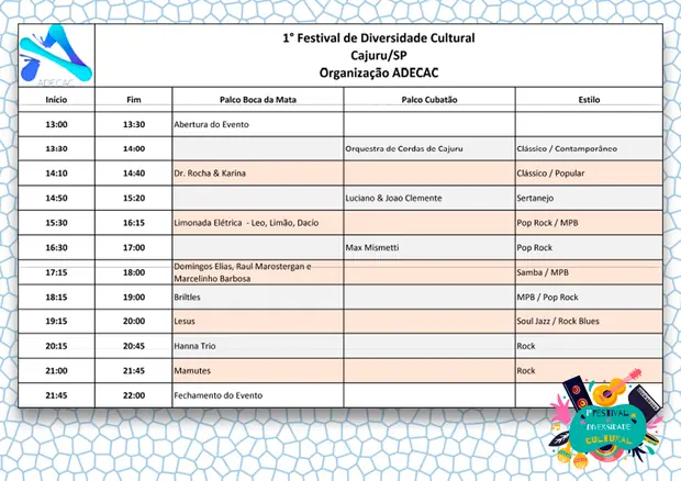 Peça de divulgação do I Festival da Diversidade Cultural